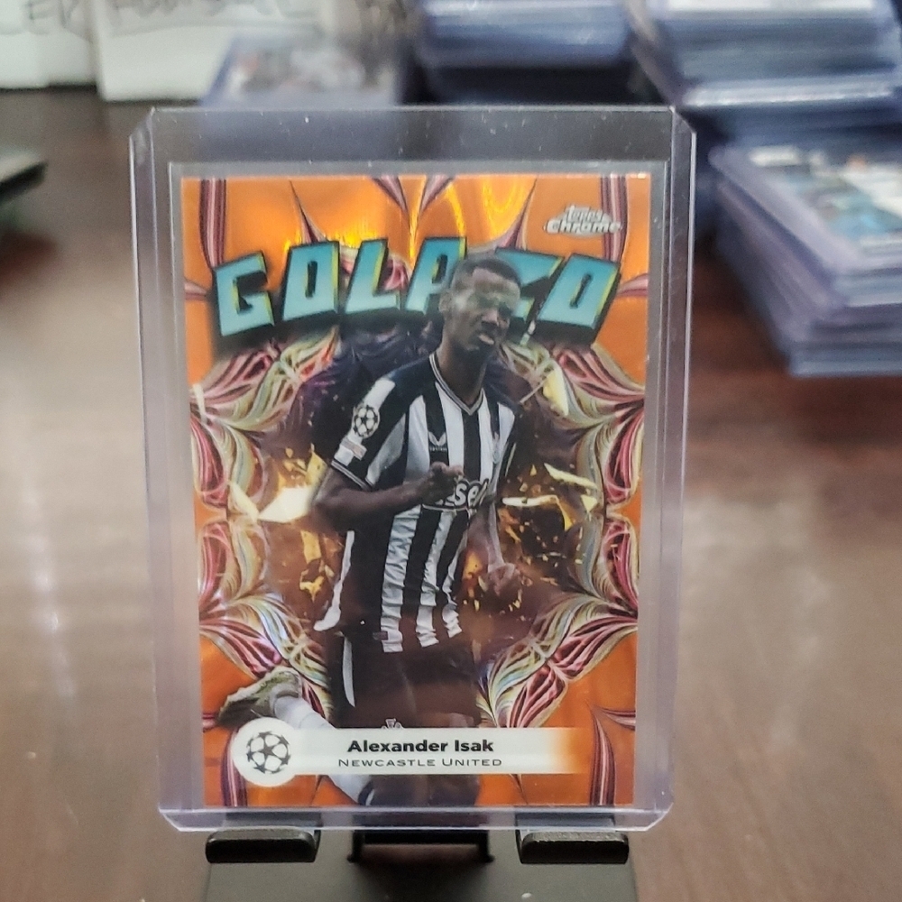 Alexander Isak 2024 Topps Chrome UEFA Champions League Golazo Orange Lava Card
